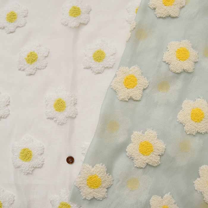 Polyester organdie tufting-style embroidery fabric Flower [1 pattern: approx. 50 cm] - nomura tailor