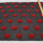 <Polyester organdie> tufting-style embroidery fabric Heart [1 pattern: approx. 50 cm] - nomura tailor