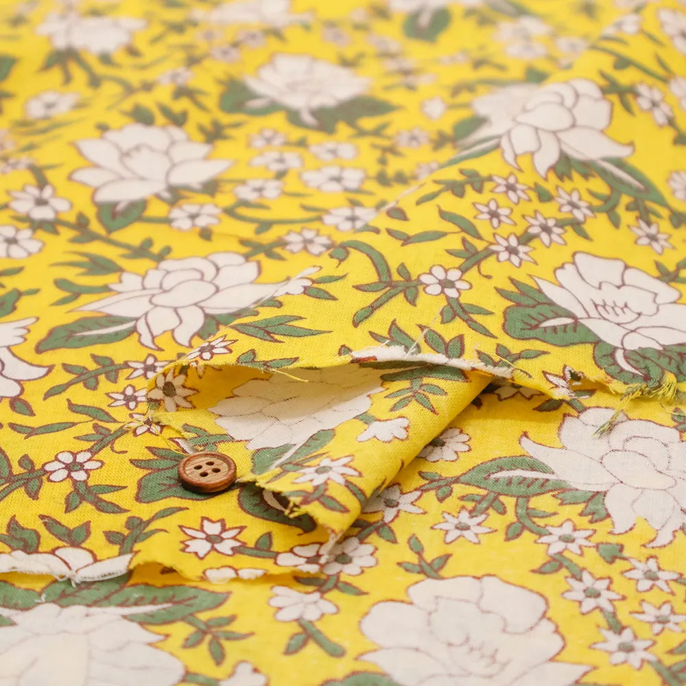 Made in India Cotton Sheeting printed Fabric - Ethnic Flower - nomura tailor