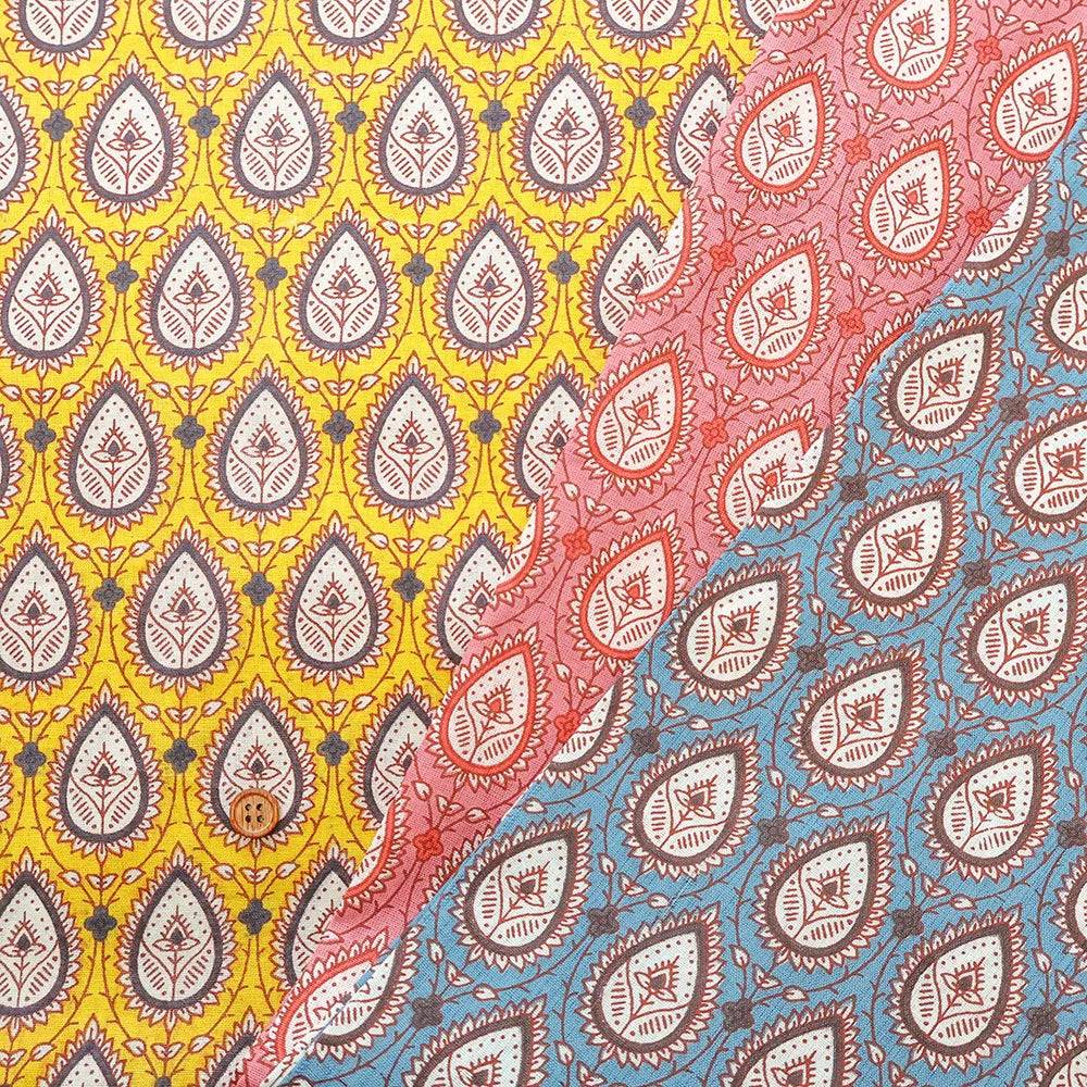 Made in India Cotton Sheeting printed Fabric - Ethnic Flower Drop - nomura tailor