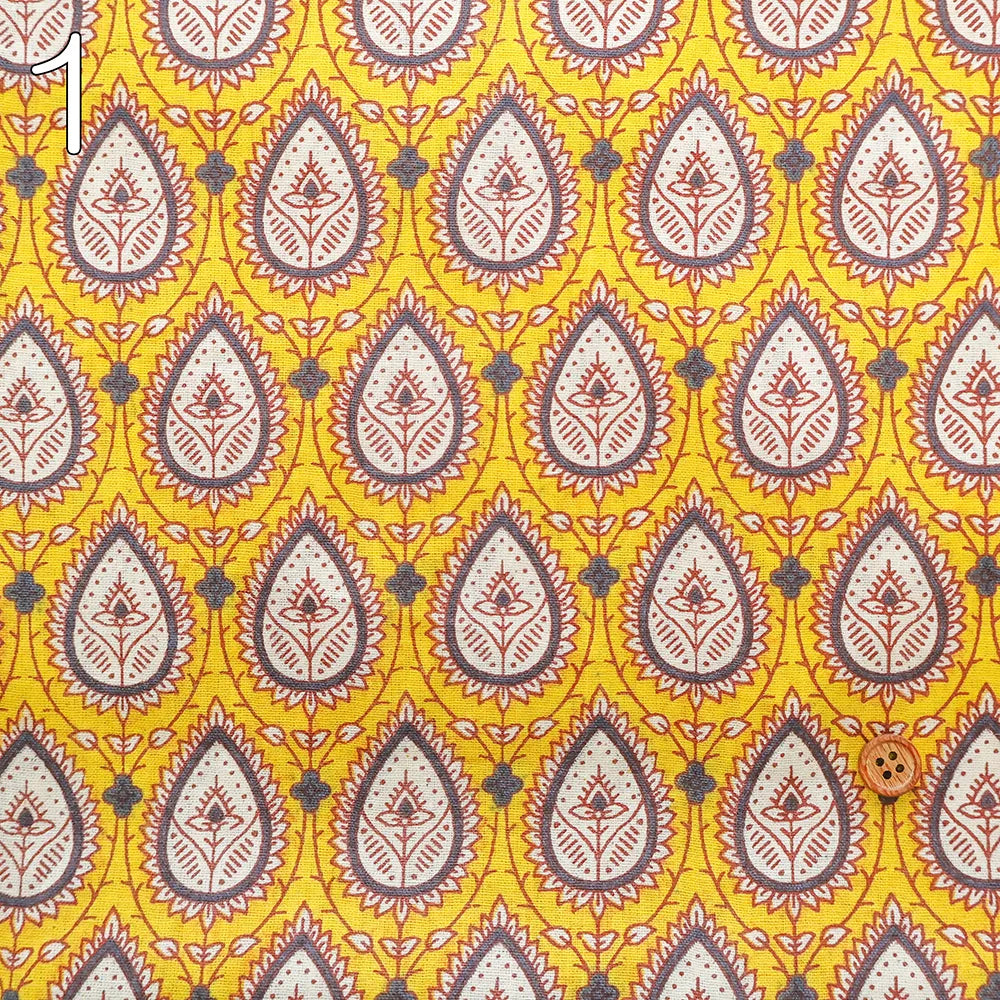 Made in India Cotton Sheeting printed Fabric - Ethnic Flower Drop - nomura tailor