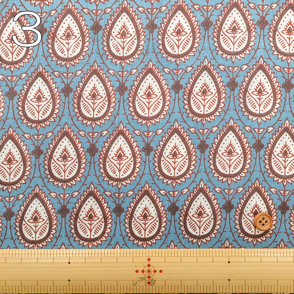 Made in India Cotton Sheeting printed Fabric - Ethnic Flower Drop - nomura tailor