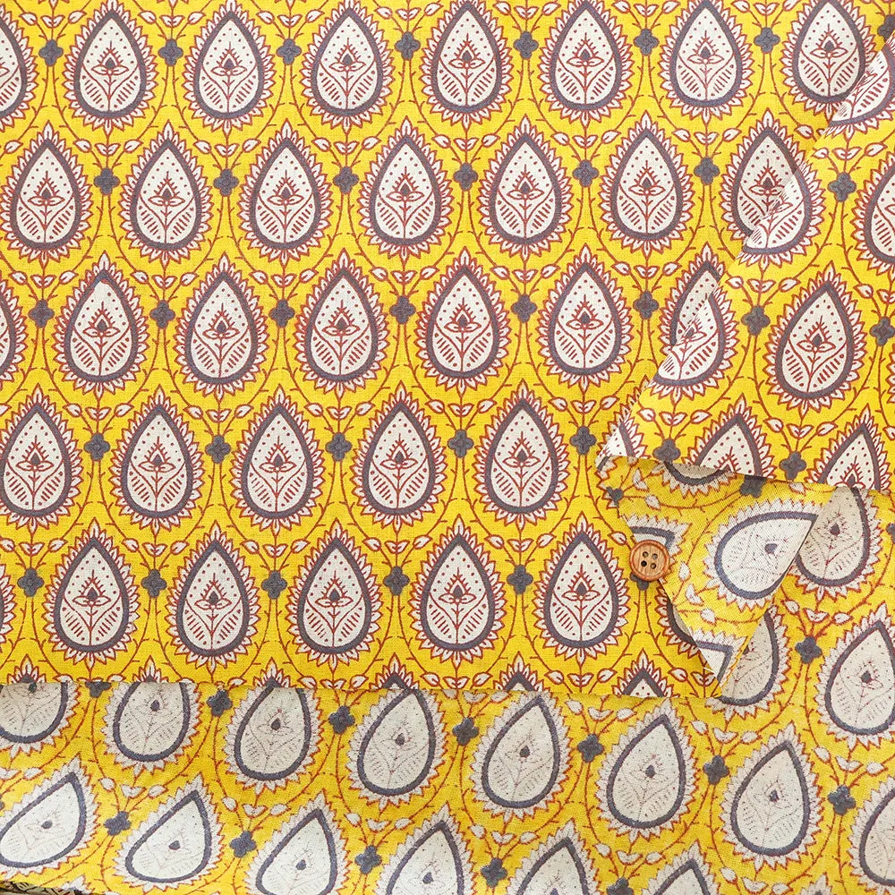 Made in India Cotton Sheeting printed Fabric - Ethnic Flower Drop - nomura tailor