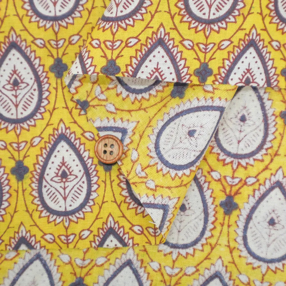 Made in India Cotton Sheeting printed Fabric - Ethnic Flower Drop - nomura tailor