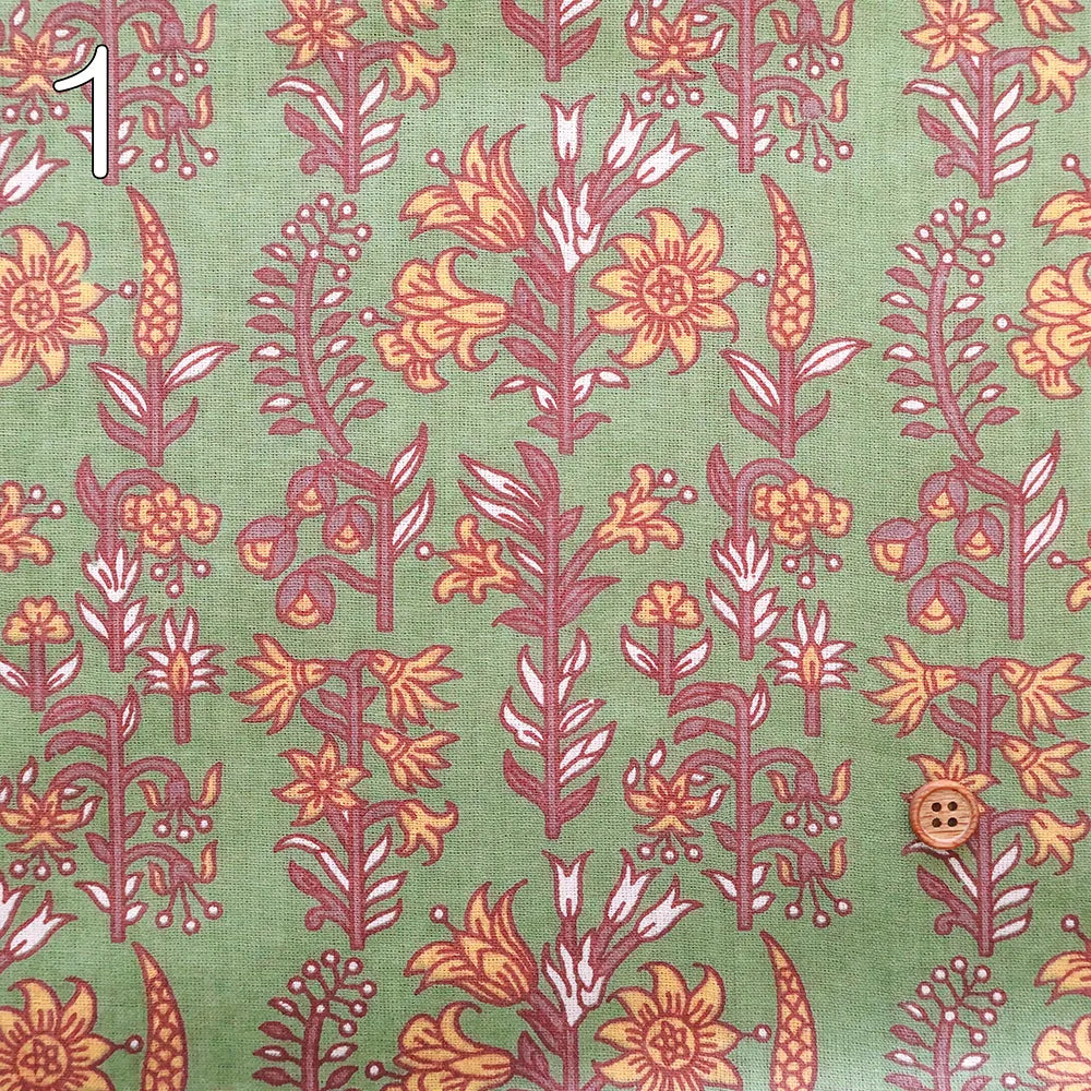 Made in India Cotton Sheeting printed Fabric - Ethnic Flower Botanical - nomura tailor