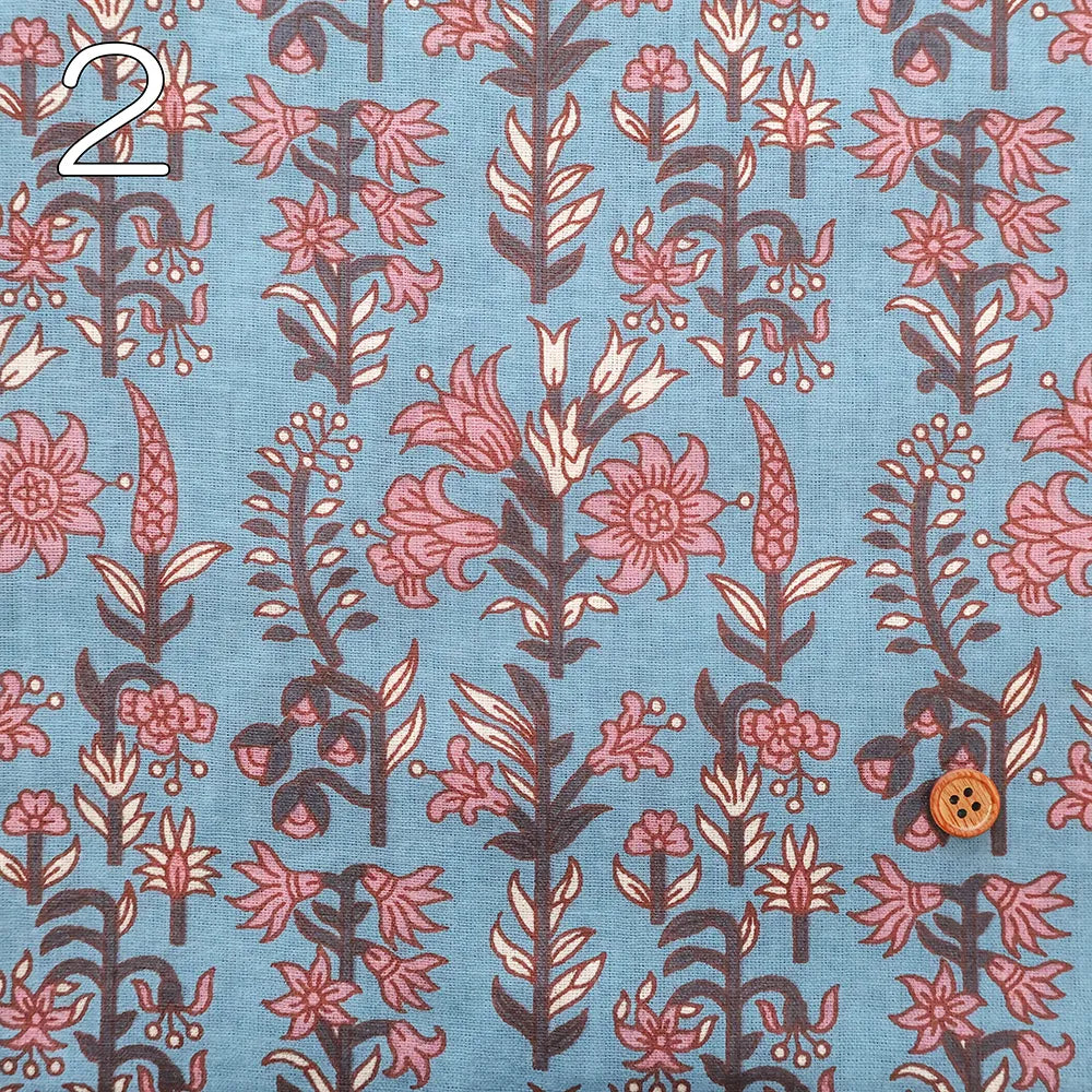Made in India Cotton Sheeting printed Fabric - Ethnic Flower Botanical - nomura tailor