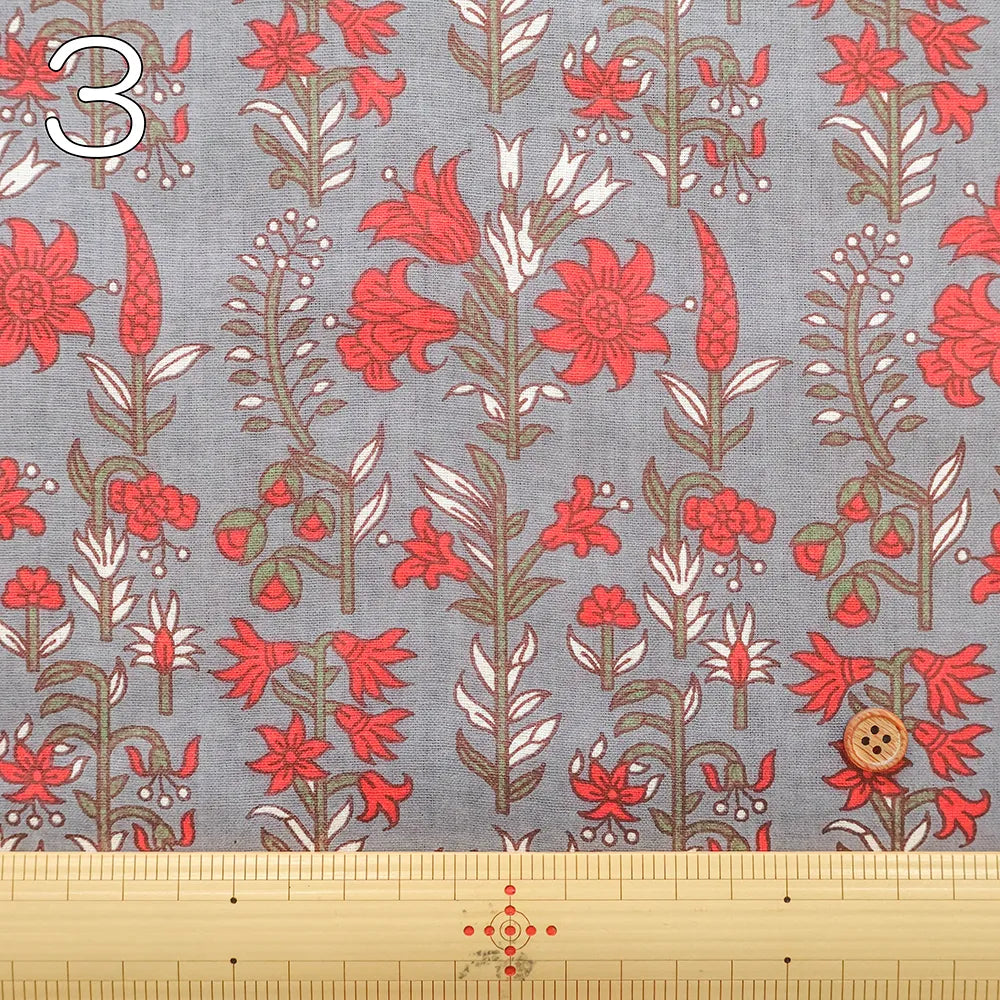 Made in India Cotton Sheeting printed Fabric - Ethnic Flower Botanical - nomura tailor