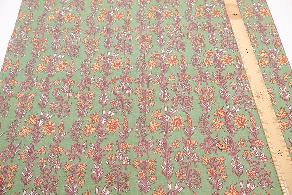 Made in India Cotton Sheeting printed Fabric - Ethnic Flower Botanical - nomura tailor