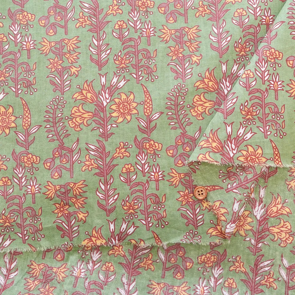 Made in India Cotton Sheeting printed Fabric - Ethnic Flower Botanical - nomura tailor