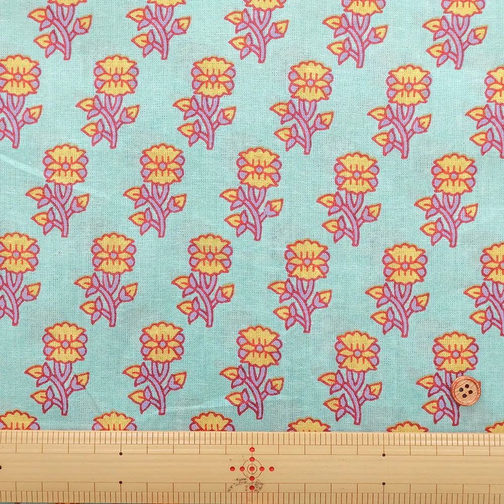 Made in India Cotton Sheeting printed Fabric - Ethnic Flower Simple - nomura tailor