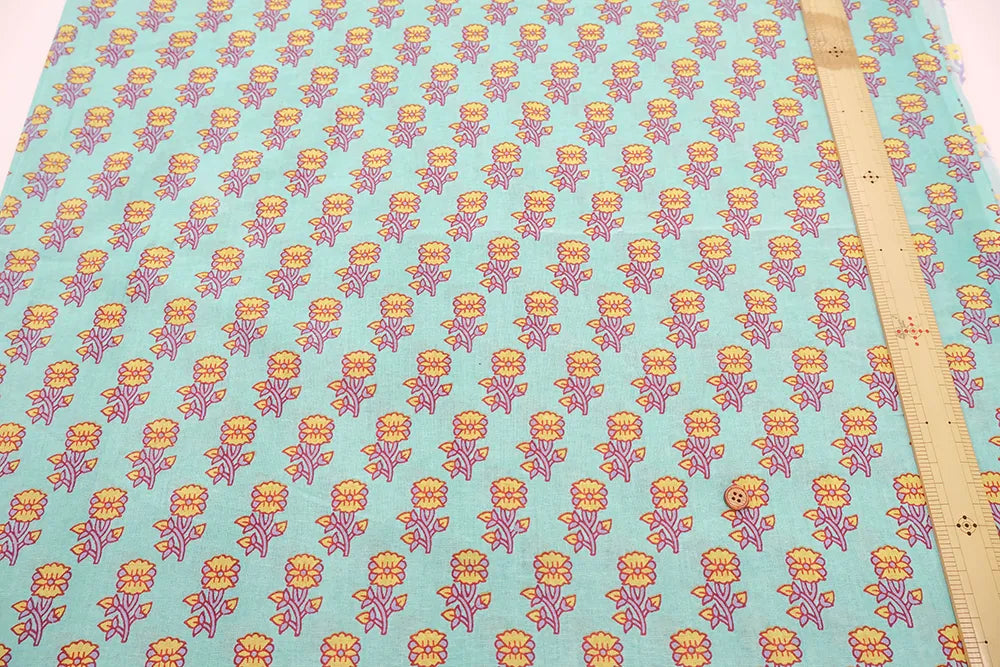 Made in India Cotton Sheeting printed Fabric - Ethnic Flower Simple - nomura tailor
