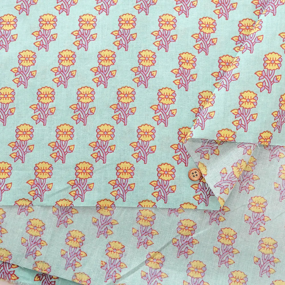 Made in India Cotton Sheeting printed Fabric - Ethnic Flower Simple - nomura tailor