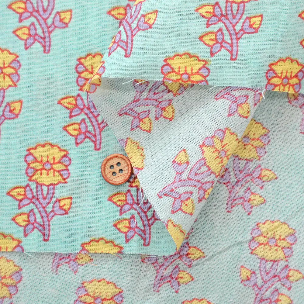 Made in India Cotton Sheeting printed Fabric - Ethnic Flower Simple - nomura tailor