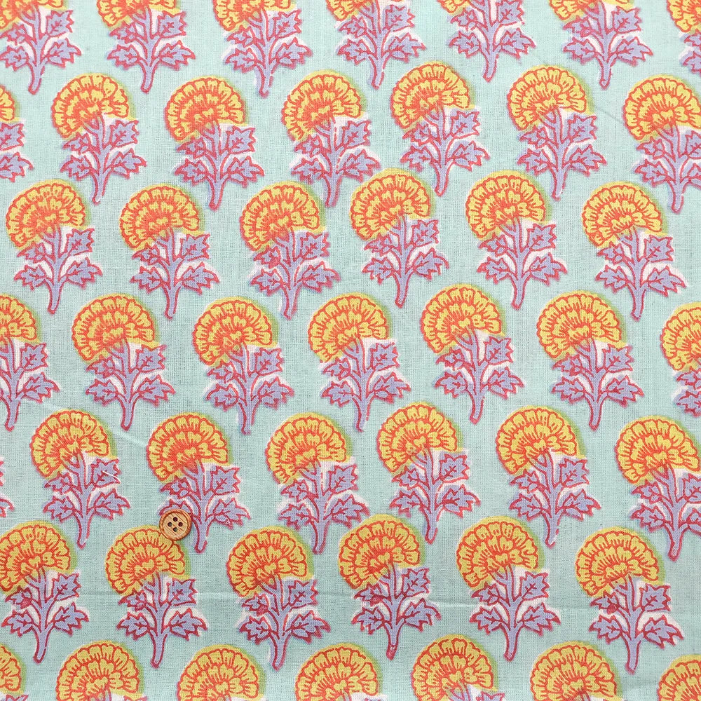 Made in India Cotton Sheeting printed Fabric - Ethnic Flower Pattern - nomura tailor