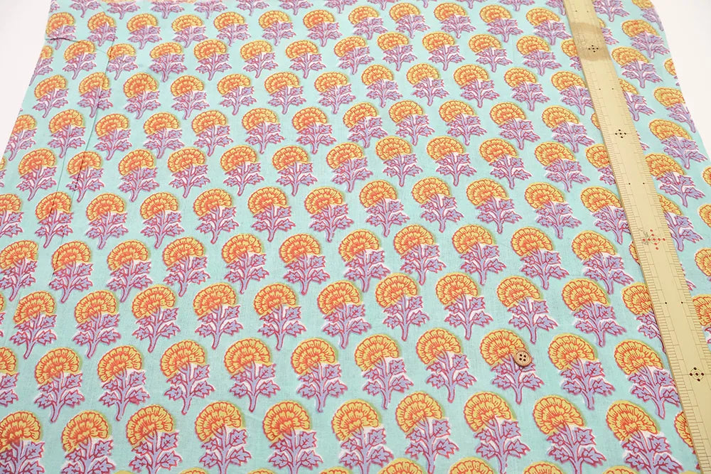 Made in India Cotton Sheeting printed Fabric - Ethnic Flower Pattern - nomura tailor