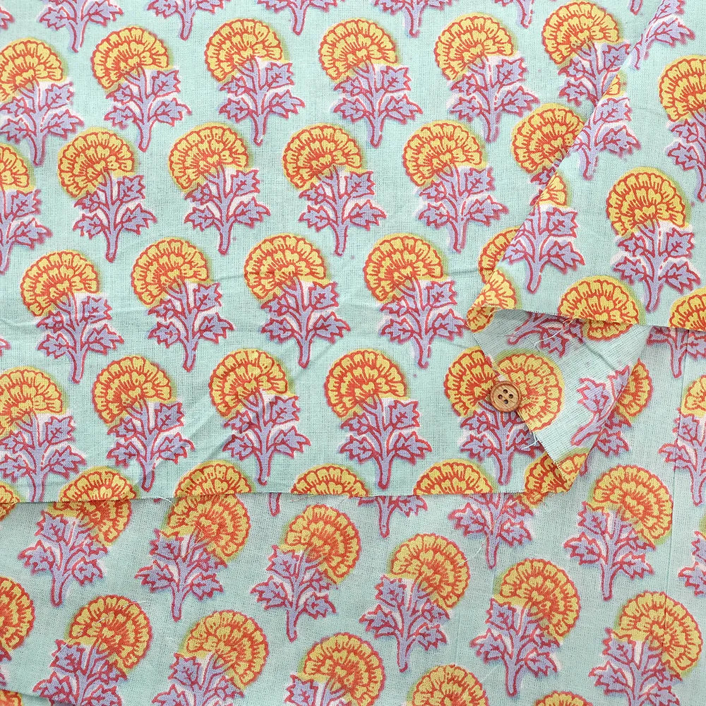 Made in India Cotton Sheeting printed Fabric - Ethnic Flower Pattern - nomura tailor