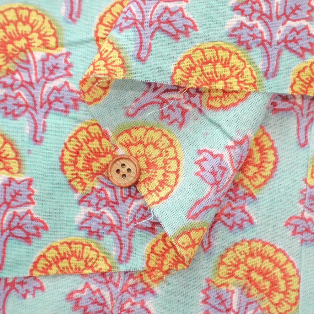 Made in India Cotton Sheeting printed Fabric - Ethnic Flower Pattern - nomura tailor