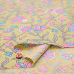 Made in India Cotton Sheeting printed Fabric - Ethnic Flower Botanical - nomura tailor