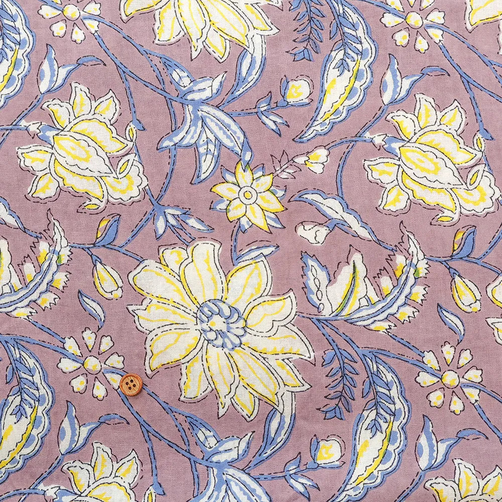 Made in India Cotton Sheeting printed Fabric - Ethnic Flower Leaf - nomura tailor