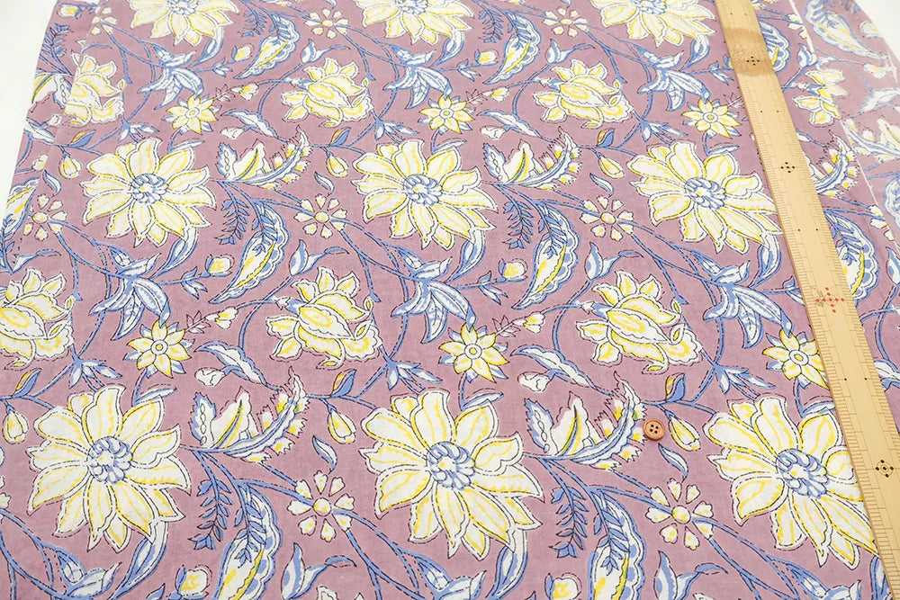 Made in India Cotton Sheeting printed Fabric - Ethnic Flower Leaf - nomura tailor