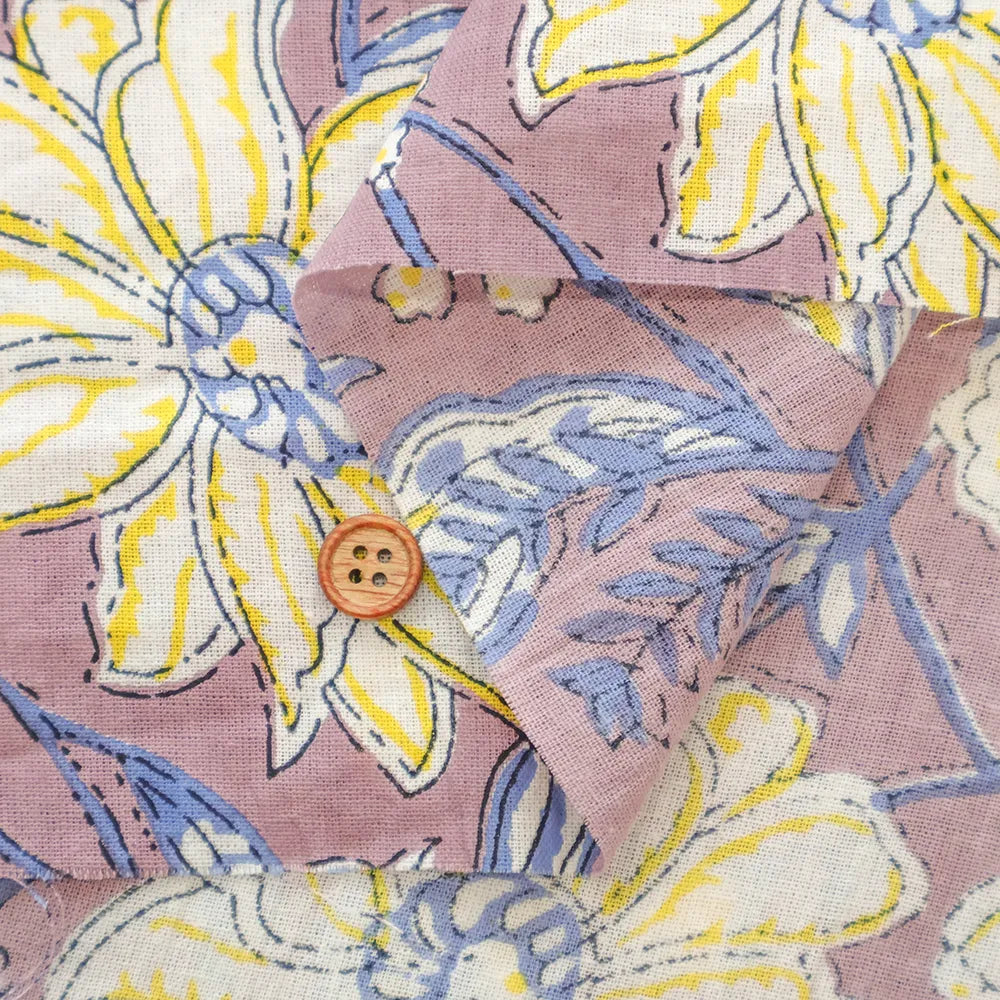Made in India Cotton Sheeting printed Fabric - Ethnic Flower Leaf - nomura tailor