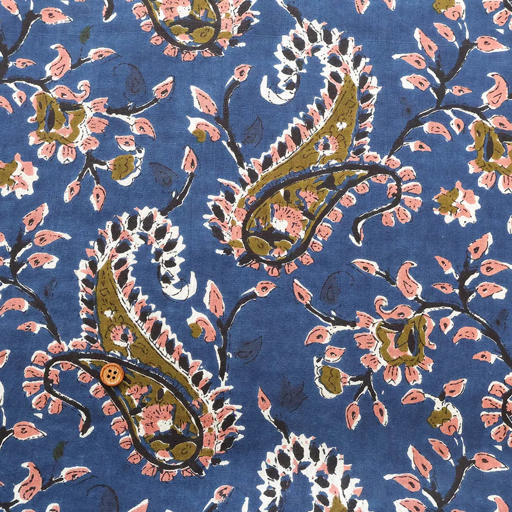Made in India Cotton Sheeting printed Fabric - Ethnic Flower Paisley - nomura tailor