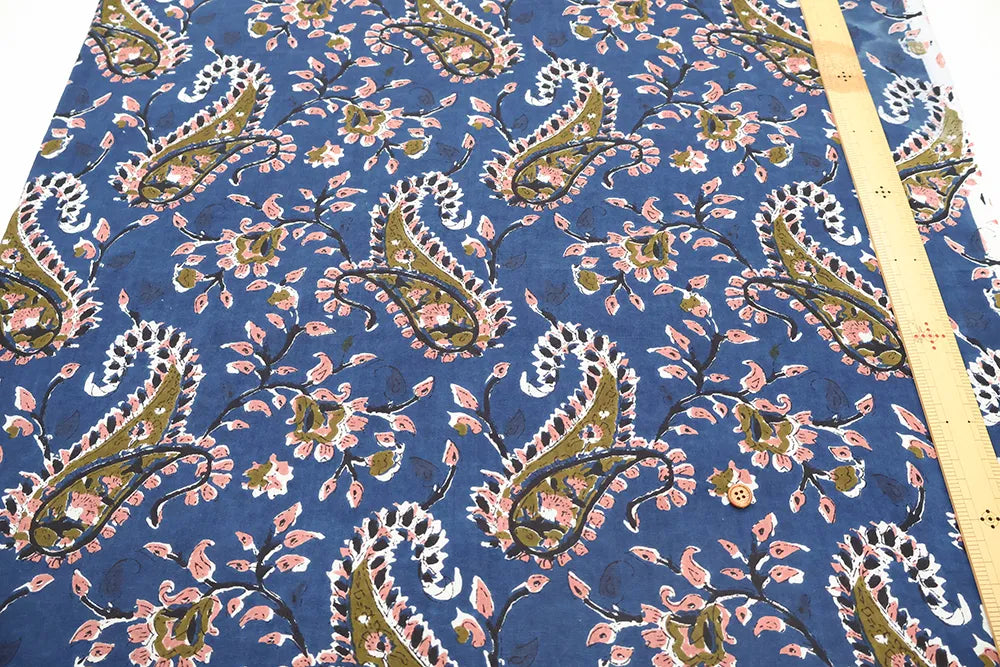 Made in India Cotton Sheeting printed Fabric - Ethnic Flower Paisley - nomura tailor