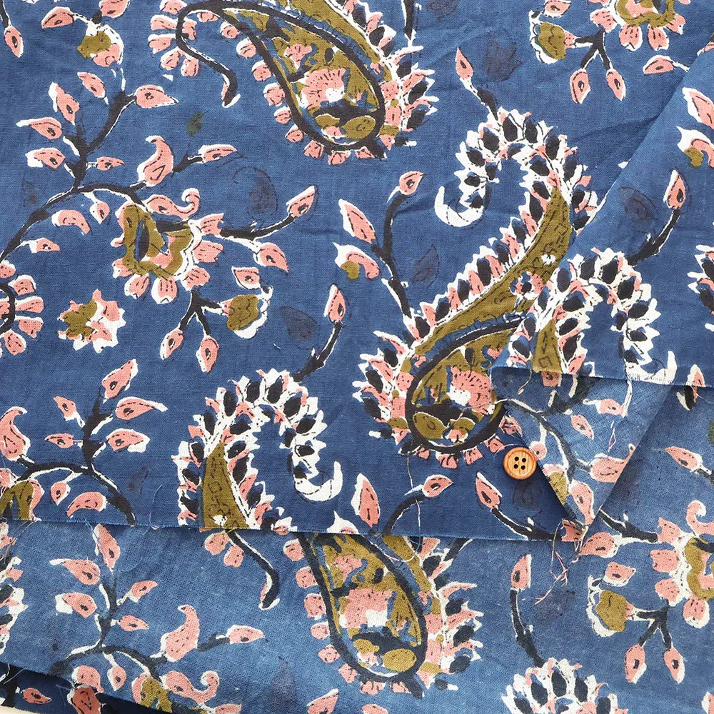 Made in India Cotton Sheeting printed Fabric - Ethnic Flower Paisley - nomura tailor
