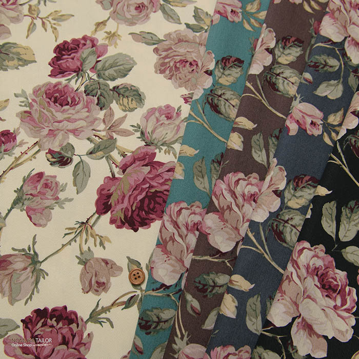 Cotton twill print Elegans Flower - nomura tailor