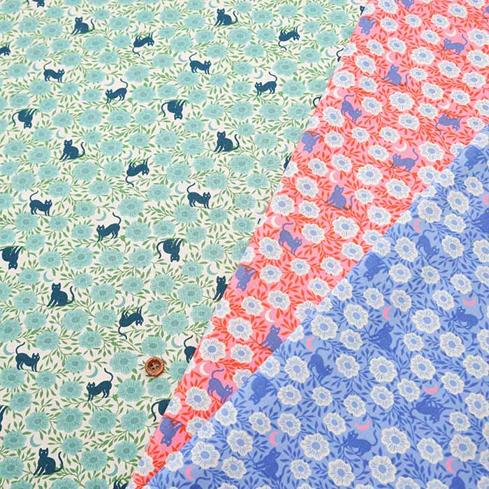 USA Cotton Ruby star Society moda　BACK YARD Cat & Flower - nomura tailor