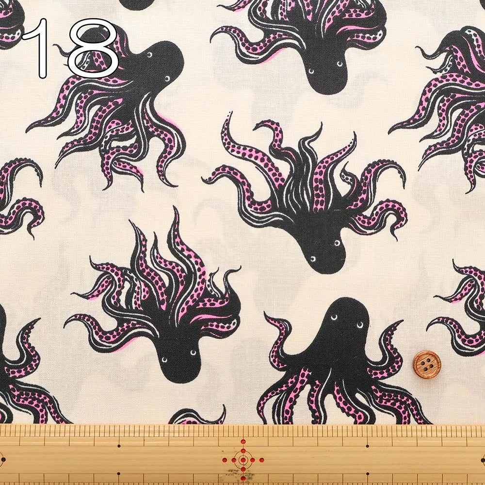 USA Cotton Printed Fabric - Ruby Star Society INK SHOP Octopus - nomura tailor