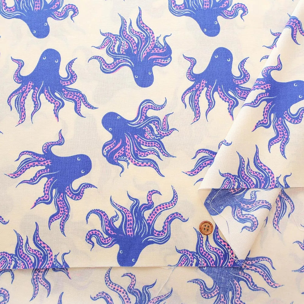 USA Cotton Printed Fabric - Ruby Star Society INK SHOP Octopus - nomura tailor
