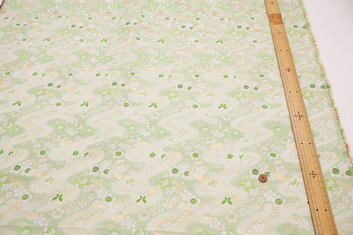 Gold Brocade (Kinran) - Flowing Water and Butterflies - nomura tailor
