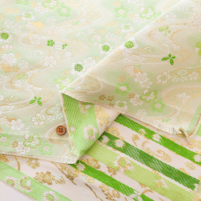 Gold Brocade (Kinran) - Flowing Water and Butterflies - nomura tailor