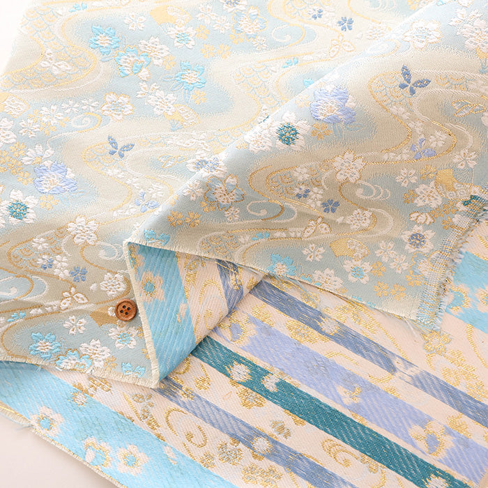 Gold Brocade (Kinran) - Flowing Water and Butterflies - nomura tailor