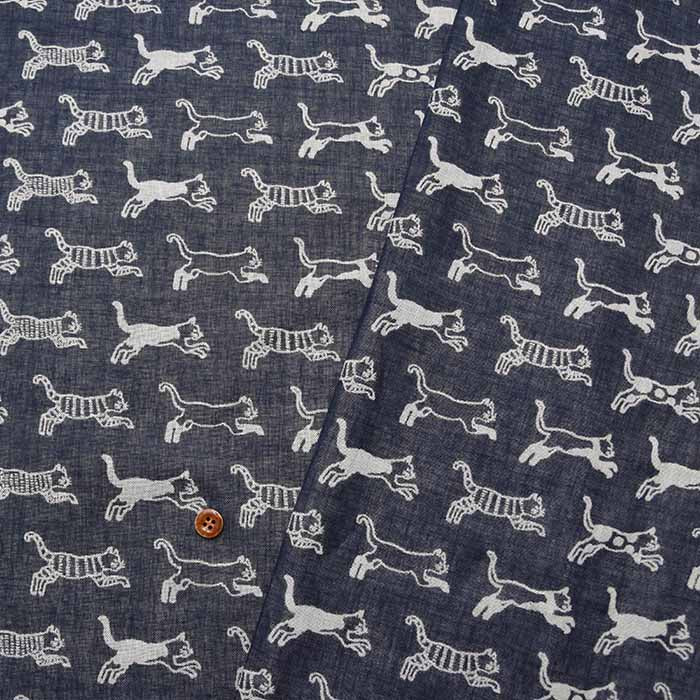 Washed Cotton Double Gauze Jacquard Fabric Cat - nomura tailor