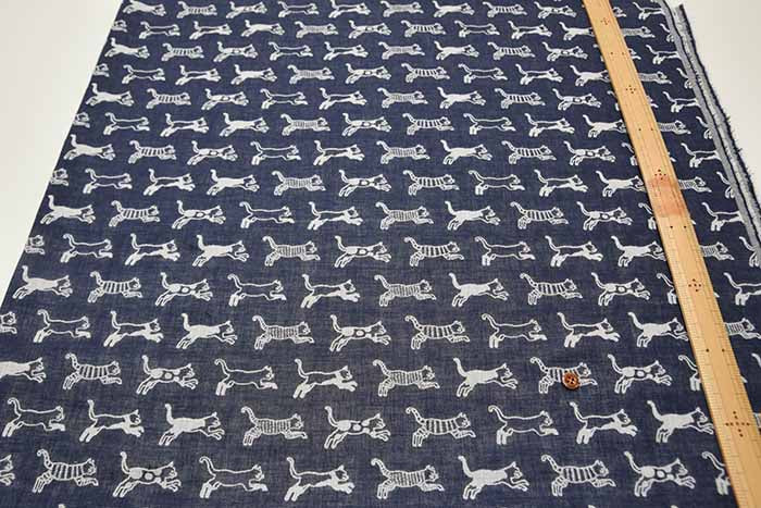 Washed Cotton Double Gauze Jacquard Fabric Cat - nomura tailor