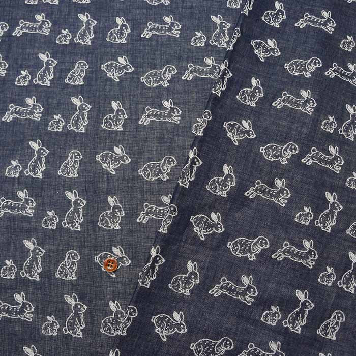 Washed Cotton Double Gauze Jacquard Fabric Rabbit - nomura tailor