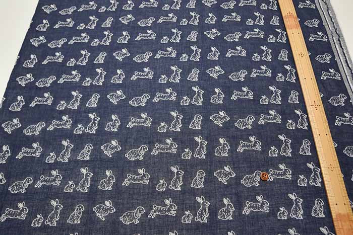 Washed Cotton Double Gauze Jacquard Fabric Rabbit - nomura tailor