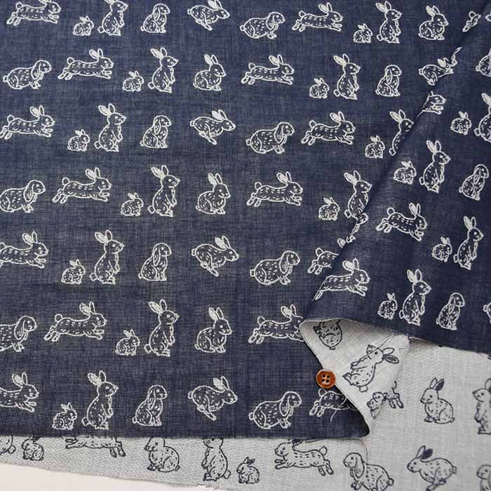 Washed Cotton Double Gauze Jacquard Fabric Rabbit - nomura tailor