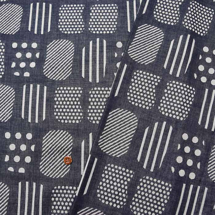 Washed Cotton Double Gauze Jacquard Fabric Geometric Pattern - nomura tailor