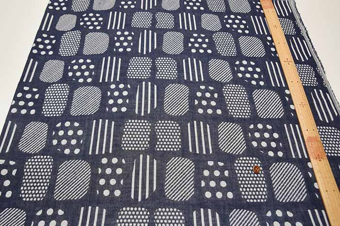 Washed Cotton Double Gauze Jacquard Fabric Geometric Pattern - nomura tailor