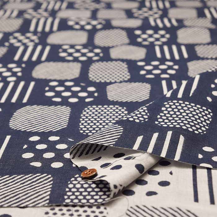 Washed Cotton Double Gauze Jacquard Fabric Geometric Pattern - nomura tailor