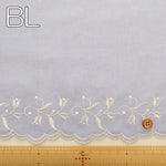 Cotton Café Curtain Embroidered Fabric - Leaf Flower 約45cm丈 - nomura tailor
