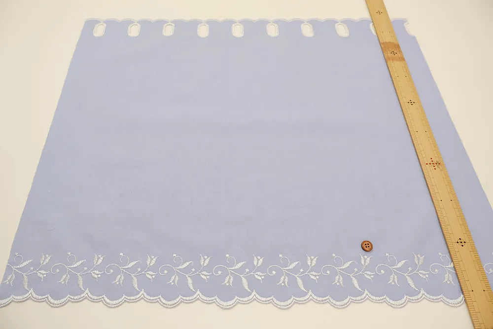 Cotton Café Curtain Embroidered Fabric - Leaf Flower 約45cm丈 - nomura tailor