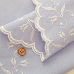 Cotton Café Curtain Embroidered Fabric - Leaf Flower 約45cm丈 - nomura tailor