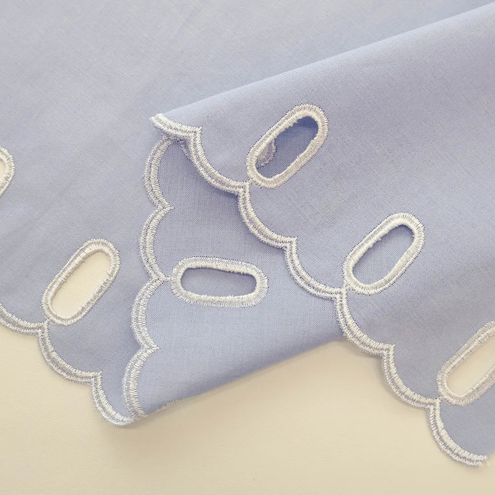 Cotton Café Curtain Embroidered Fabric - Leaf Flower 約45cm丈 - nomura tailor