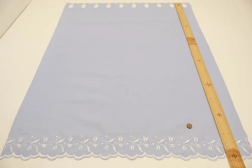 Cotton Café Curtain Embroidered Fabric - Leaf Flower 約70cm丈 - nomura tailor