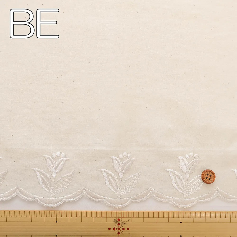 Cotton Café Curtain Embroidered Fabric - Flowers 約45cm丈 - nomura tailor