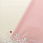 Cotton Café Curtain Embroidered Fabric - Flowers 約70cm丈 - nomura tailor